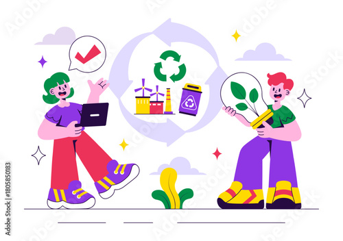 Circular Economy Vector Illustration to Maintain the Value of Products, Raw Materials and Resources by Eliminating Waste and Pollution in a Background