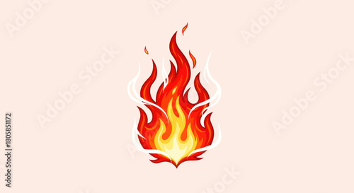 Fiery flames burning brightly against a plain background with vibrant colors.