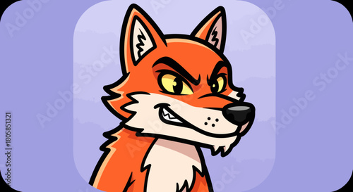 Intense fox illustration with sharp eyes and a cunning expression, ready to pounce.