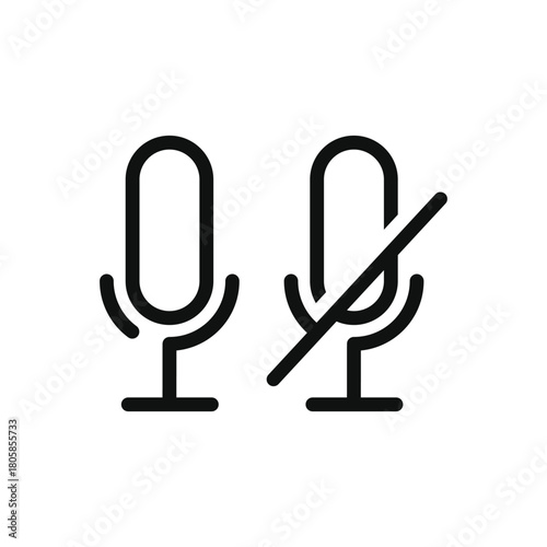 Mute and unmute audio tech microphone flat vector icon template