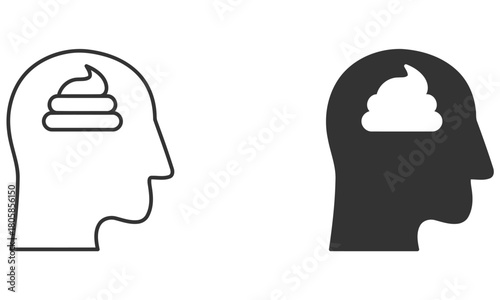 Poop Thoughts: A simple yet impactful illustration captures the essence of negative thoughts. The image, devoid of color, invites introspection and contemplation.