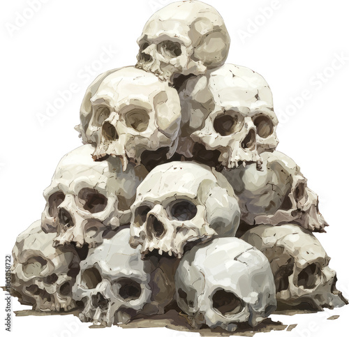 Pile of Skulls: A Haunting Collection of Ancient Remains Evoking Mystery and History