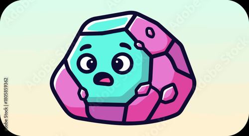 Cute Cartoon Crystal Character with Surprised Expression.