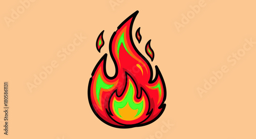 Vibrant Flame Illustration Depicting Energy and Warmth in a Dynamic Form.