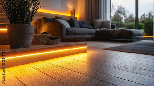 Warm LED Lighting Design for Modern Living Room