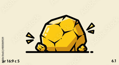 A bright yellow geometric rock with sharp edges and facets.
