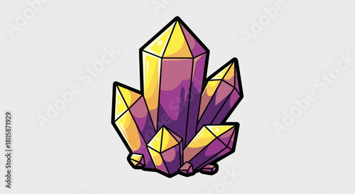 Cluster of Golden and Purple Crystals with Sharp Edges.