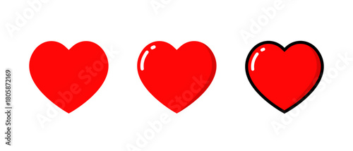 Red heart icon in flat style. Love, like, and favorite symbol. Romantic and affection sign