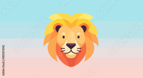 Majestic Lion Head Illustration with Golden Mane and Expressive Eyes.