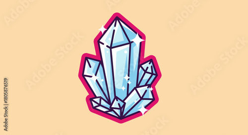 Sparkling Crystal Cluster with Pink Outline.