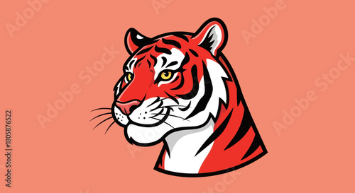 Striking tiger portrait showcasing vibrant colors and intricate details against a solid backdrop.