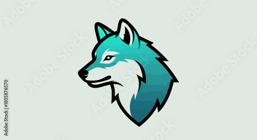 Striking turquoise and white wolf head illustration with piercing red eyes.