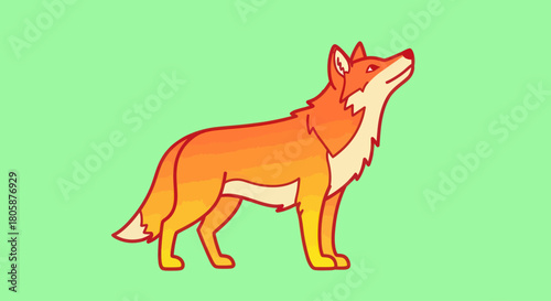 Stylized illustration of a fox with orange fur and white accents.