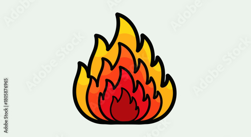 Stylized illustration of a vibrant orange and red flame.