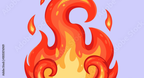 Stylized illustration of a vibrant and dynamic fire element.