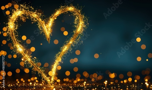 Sparkling heart shape on dark background celebration and festive design element