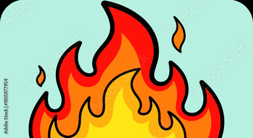 Vibrant Cartoon Fire Flames Illustration with Orange and Yellow Hues.