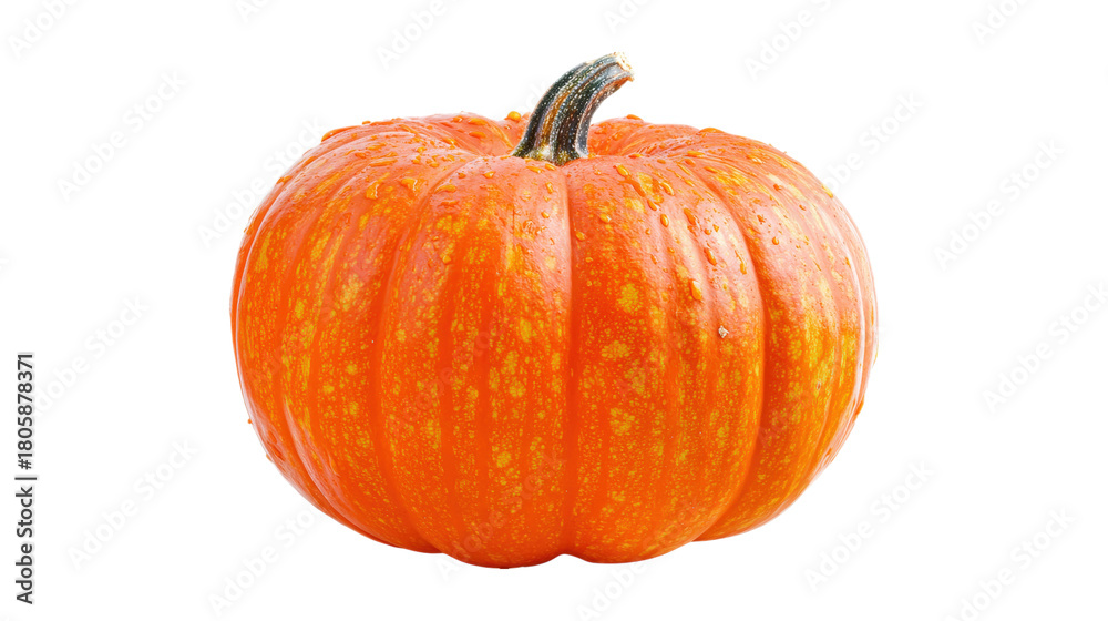 Obraz premium Orange pumpkin with water droplets isolated on a transparent background