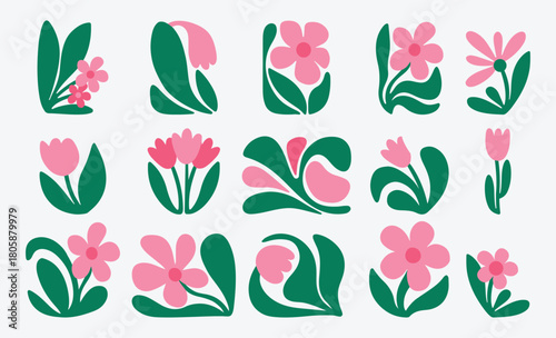 Stylized Abstract Cute Flower Illustration Pack