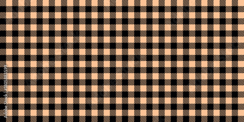 Seamless vector pattern with black and tan buffalo plaid design, traditional tartan textile texture, rustic and warm appearance perfect for fall, Thanksgiving, backgrounds, fabrics, wrapping, crafts