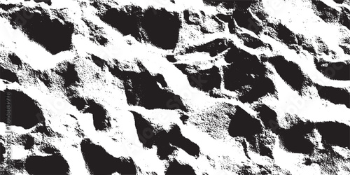 Gradient grainy texture wave. Black stippled curve line background. Undulate smooth sand backdrop with  dust on transparent background. Rough grunge texture with scattered dark specks