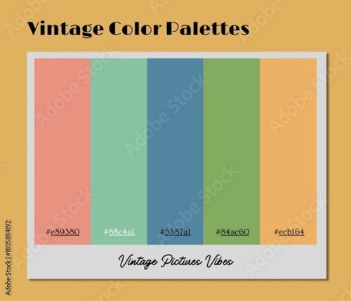 This expressive vintage color palette elevates poster designs with meaningful and softly contrasting tones.