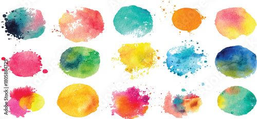 Colors watercolor paint stains vector backgrounds colorful watercolor brush stroke collection

