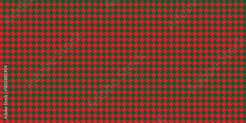 Seamless vector pattern with red and green houndstooth design, Christmas holiday theme, festive winter textile, classic abstract background, geometric seasonal fashion textile inspiration