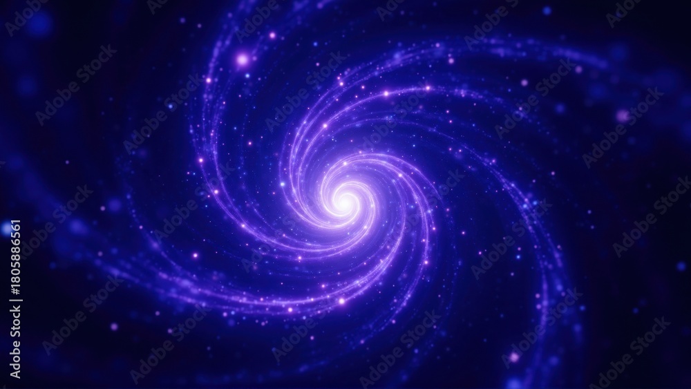 Fototapeta premium A vibrant purple galaxy swirls with scattered glowing stars.