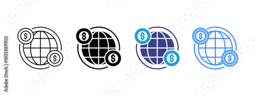 World Financial  icon set multiple style collection