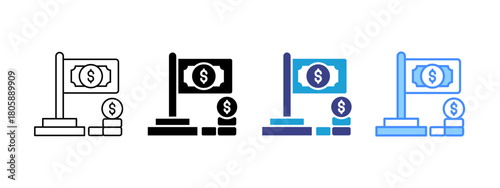 Money Flag  icon set multiple style collection