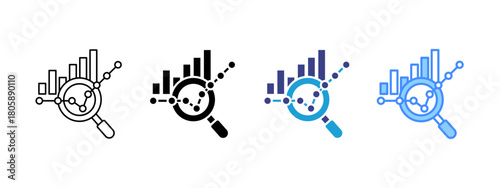 Analysis icon set multiple style collection