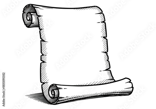 A blank parchment scroll isolated on transparent background, ready for your message or design, perfect for adding a touch of history