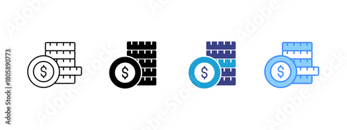 Money icon set multiple style collection