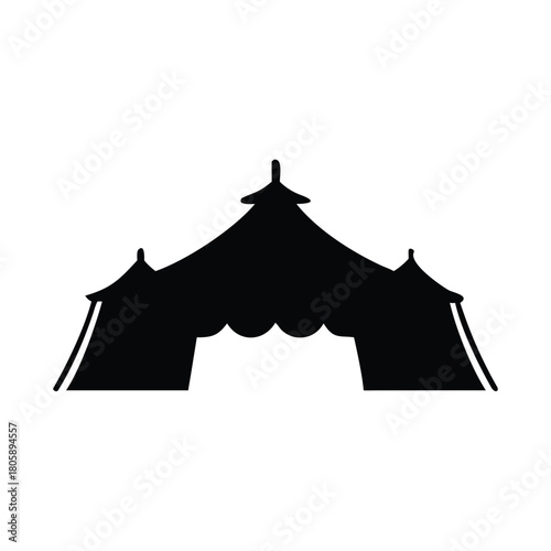 A silhouette of a circus tent is displayed against a white background.