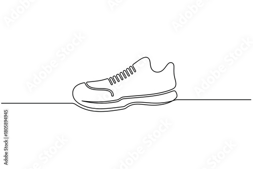 Continuous one line drawing of a sneaker minimalist shoe vector. illustration
