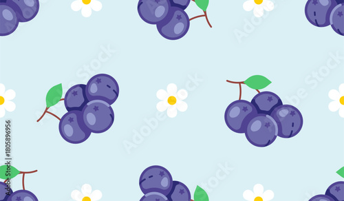 Blueberry Seamless Pattern Background. Vector Illustration Seamless Pattern for Wallpaper or Any Purpose Background