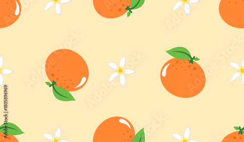 Seamless pattern with orange fruit.