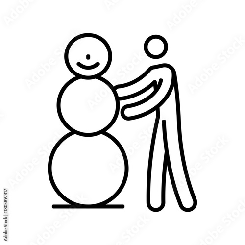building a snowman icon, outlined style