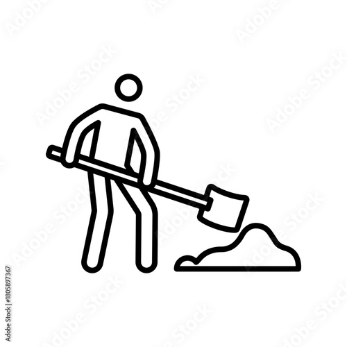 shovel snow icon, outlined style