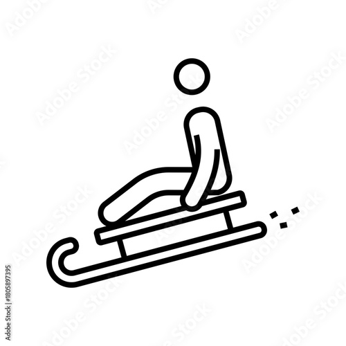 Sledding icon, outlined style