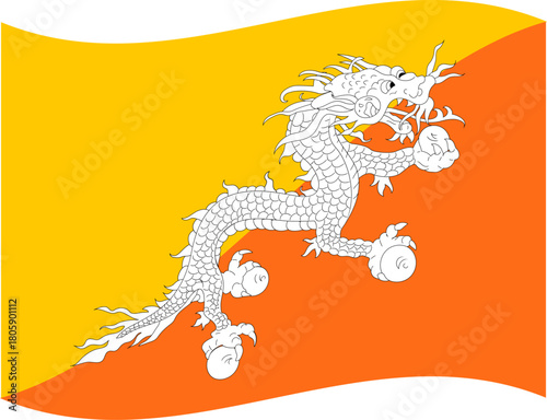 Bhutan waving flag illustrator of national  icon