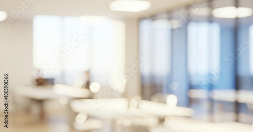 Bright abstract office interior background with soft focus and light shapes, creating a calm professional ambience with gentle glowing highlights and smooth visual depth across the space.