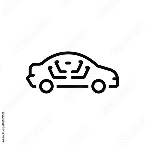 Black line icon for driverless car