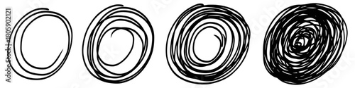 Handdrawn Circle Spiral Doodle Vector Ideal for backgrounds, artistic annotations, focus points, and designs requiring a playful, hypnotic, hand-drawn look.