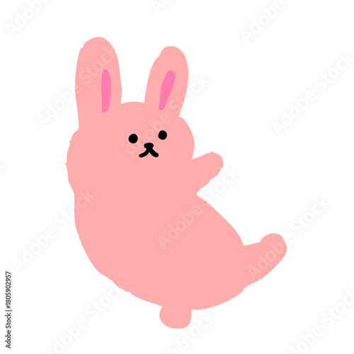 何かに寄り添うように体を傾けた、かわいい手描き風のうさぎシルエットイラスト。ミニマルに仕上げた動物キャラクター素材。