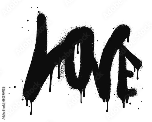 Spray painted graffiti love word in black over white. Drops of sprayed love words. isolated on white background. vector illustration