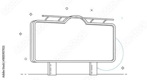 Minimalist line art illustration of a blank outdoor billboard with copy space, perfect for advertising and promotional content.
