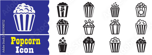 Set of Popcorn icon, Popcorn vector collection
