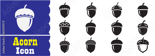 Set of Acorn icon, Acorn vector collection
